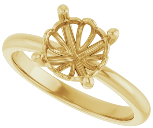 14K Yellow 8 mm Round Solitaire Engagement Ring Mounting (5)