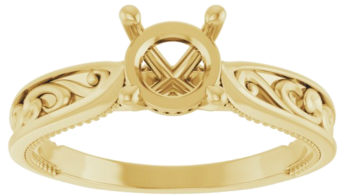 Sužadėtuvių Žiedas „Solitaire Vintage-Inspired“ 14k yellow gold Round 6.5mm (3)