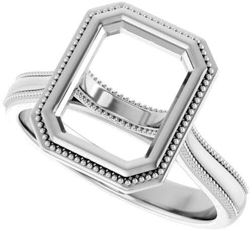 14K White 9x7 mm Emerald Solitaire Engagement Ring Mounting (5)