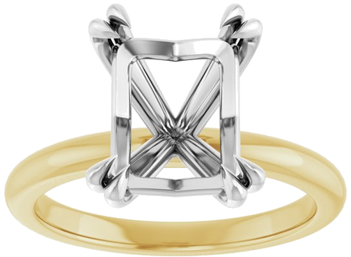 Sužadėtuvių Žiedas „Double Claw-Prong“ 14k yellow/white gold Emerald 10mm x 8mm (3)