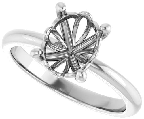 Sužadėtuvių Žiedas „Solitaire“ 585 Baltojo Aukso Oval 9mm x 7mm (5)