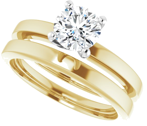Sužadėtuvių Žiedas „Solitaire“ 14k yellow/white gold Round 6mm (10)
