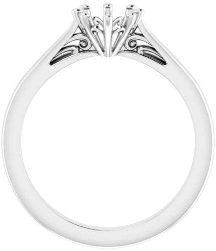 14K White 8x6 mm Oval Solitaire Engagement Ring Mounting (2)