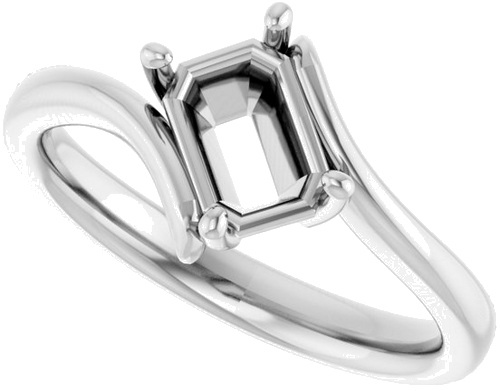 Sužadėtuvių Žiedas „Solitaire Bypass“ 14k white gold Emerald 7mm x 5mm (5)
