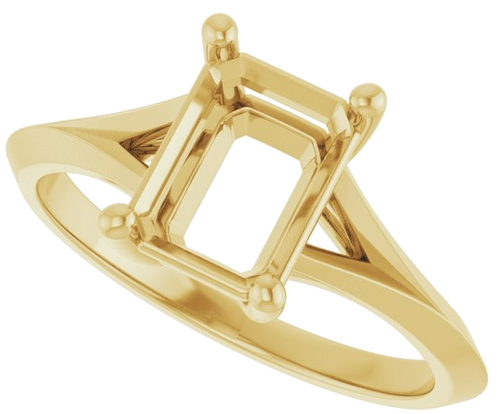 Sužadėtuvių Žiedas „Solitaire Split Shank“ 14k yellow gold Emerald 8mm x 6mm (5)