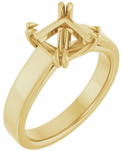 Sužadėtuvių Žiedas „Double Claw-Prong Solitaire“ 10k yellow gold Square 7mm (1)