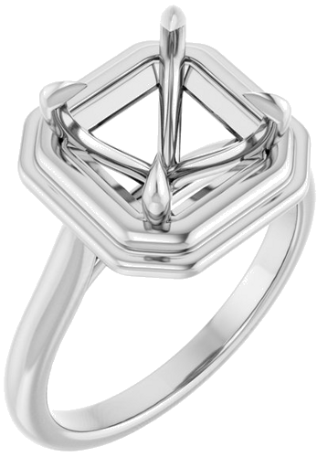 Sužadėtuvių Žiedas „Claw-Prong Solitaire“ 14k white gold Asscher 8mm (1)