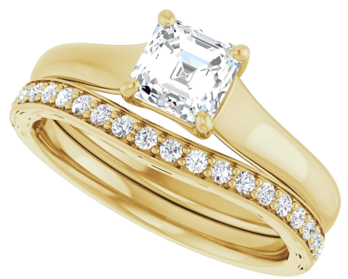 14K Yellow 5 mm Asscher Solitaire Engagement Ring Mounting (20)