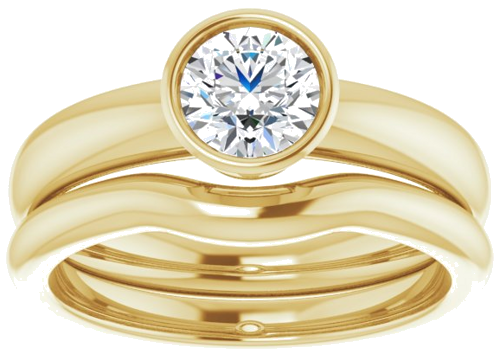 Sužadėtuvių Žiedas „Bezel-Set Solitaire“ 750 Geltonojo Aukso Round 5.5mm (8)