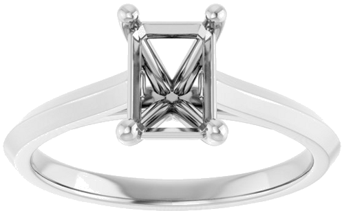 14K White 7x5 mm Emerald Solitaire Engagement Ring Mounting (3)