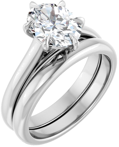 Sužadėtuvių Žiedas „Claw-Prong“ 14k white gold Oval 9mm x 7mm (6)
