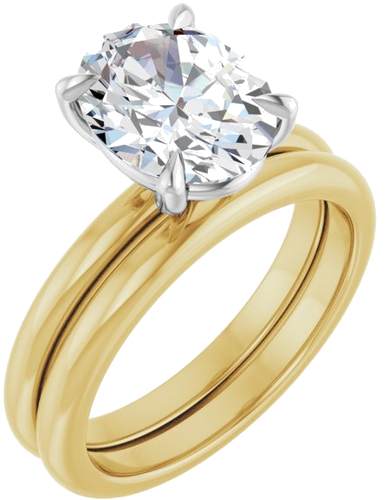 14K Yellow White 10x8 mm Oval Solitaire Engagement Ring Mounting (6)