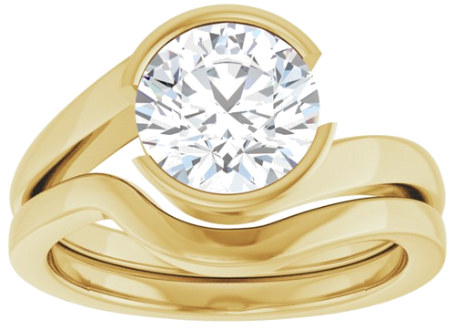 Sužadėtuvių Žiedas „Half-Bezel Solitaire“ 14k yellow gold Round 8mm (8)