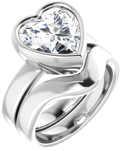 Sužadėtuvių Žiedas „Bezel-Set Solitaire“ 925 Sidabro Heart 10mm (6)