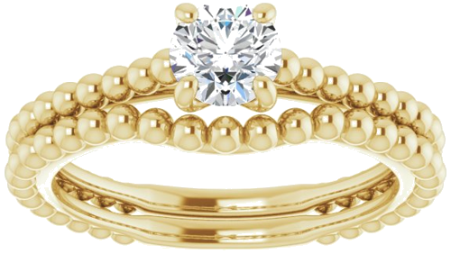 Sužadėtuvių Žiedas „Solitaire Beaded“ 14k yellow gold Round 5.2mm (8)