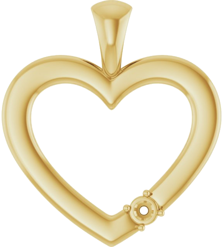 14K Yellow 2.5 mm Round 1-Stone Family Heart Pendant Mounting (1)