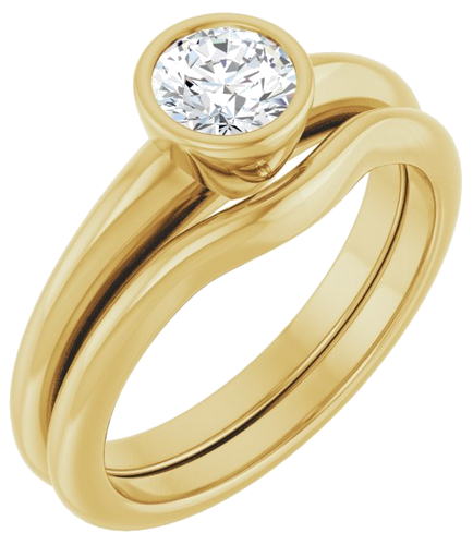 Sužadėtuvių Žiedas „Bezel-Set Solitaire“ 14k yellow gold Round 5.2mm (6)