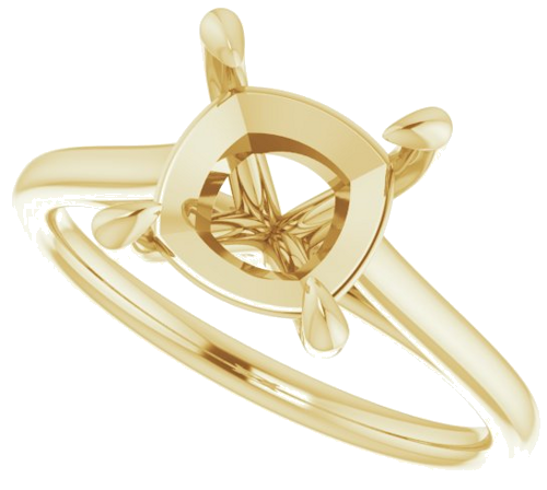 14K Yellow  8 mm Cushion Solitaire Engagement Ring Mounting (5)