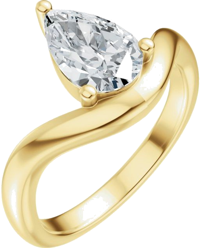 Sužadėtuvių Žiedas „Solitaire Asymmetric“ 14k yellow gold Pear 9mm x 6mm (1)