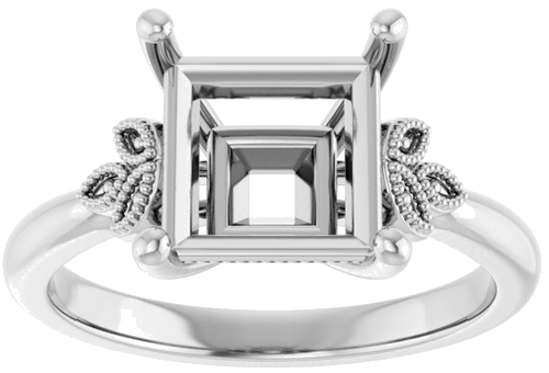 Sužadėtuvių Žiedas „Solitaire“ 14k white gold Square 7.5mm (3)