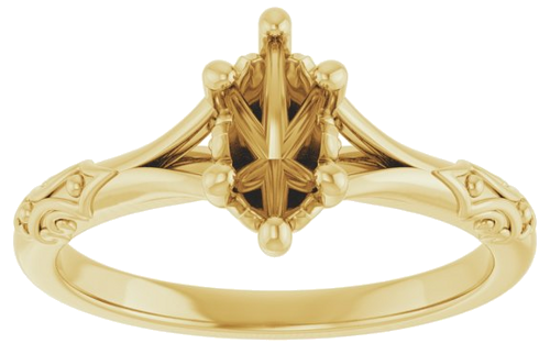 Sužadėtuvių Žiedas „Solitaire Split Shank“ 585 Geltonojo Aukso Marquise 8mm x 4mm (3)