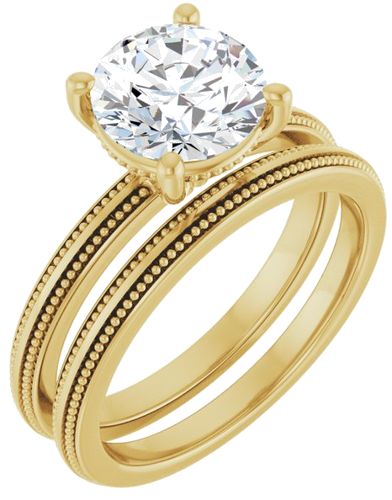 Sužadėtuvių Žiedas „Solitaire Milgrain“ 14k yellow gold Round 8mm (6)