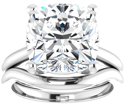 Sužadėtuvių Žiedas „V-End Prong“ 14k white gold Cushion 11mm (8)