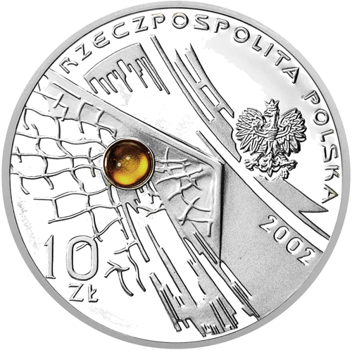 10 злоти Световна купа по футбол 2002 Полша сребърна монета (2)