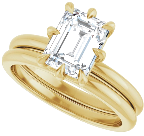 Sužadėtuvių Žiedas „Claw-Prong“ 14k yellow gold Emerald 8mm x 6mm (10)
