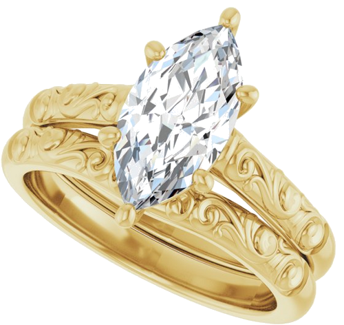 Sužadėtuvių Žiedas „Solitaire“ 585 Geltonojo Aukso Marquise 12mm x 6mm (10)