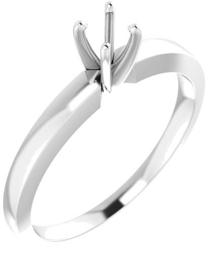 14K White 3.5-3.9 mm Round 4-Prong Solitaire Ring Mounting (1)