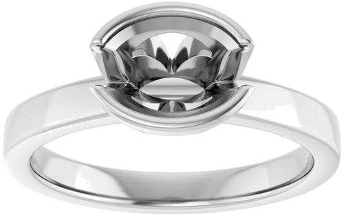 Sužadėtuvių Žiedas „Half-Bezel Solitaire“ 14k white gold Oval 8mm x 6mm (3)