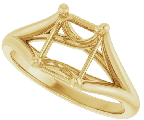 14K Yellow 8x6 mm Emerald Solitaire Engagement Ring Mounting (5)