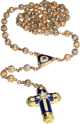 Gold rosary with Limoges enamel and a brilliant-cut diamond (1)