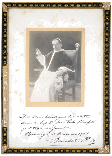 Popiežiaus Benedikto XV pasirašyta ir dedikuota fotografija (1)