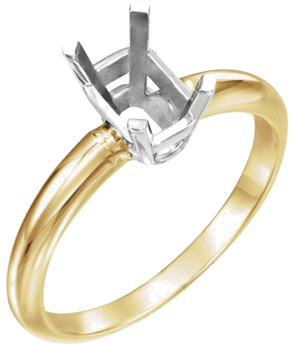 Sužadėtuvių Žiedas „Solitaire“ 14k yellow/white gold Emerald 6mm x 4mm (1)