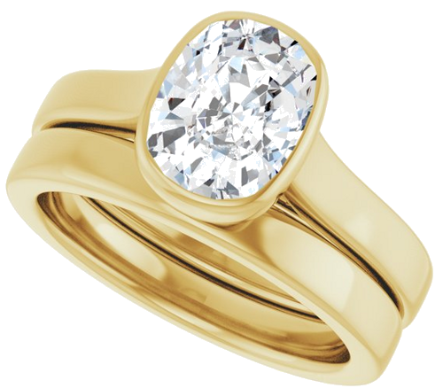 Sužadėtuvių Žiedas „Bezel-Set Solitaire“ 14k yellow gold Elongated Cushion 9mm x 7mm (10)