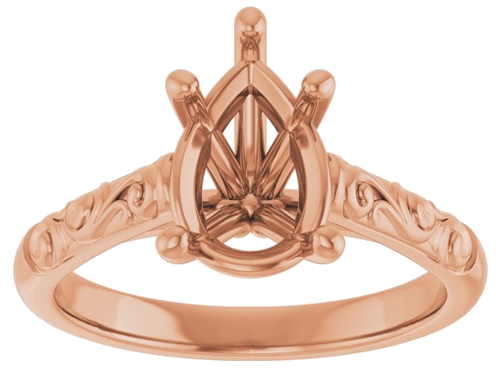 14K Rose 10x7 mm Pear Solitaire Engagement Ring Mounting (3)