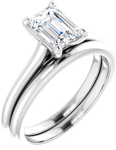 Sužadėtuvių Žiedas „Accented“ 950 Platinos Emerald 7mm x 5mm (6)