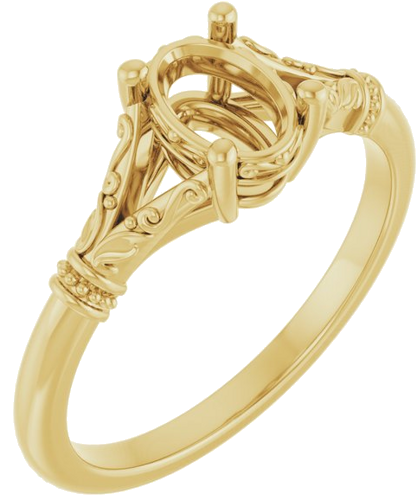 14K Yellow 7x5 mm Oval Solitaire Engagement Ring Mounting (1)