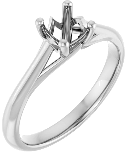 14K White 5 mm Cushion Solitaire Engagement Ring Mounting (1)