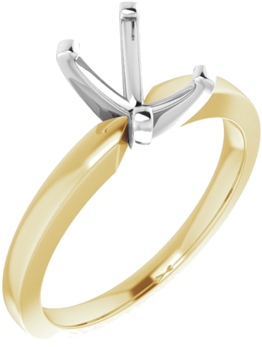 14K Yellow White 7x5 mm Emerald Solitaire Engagement Ring Mounting (1)