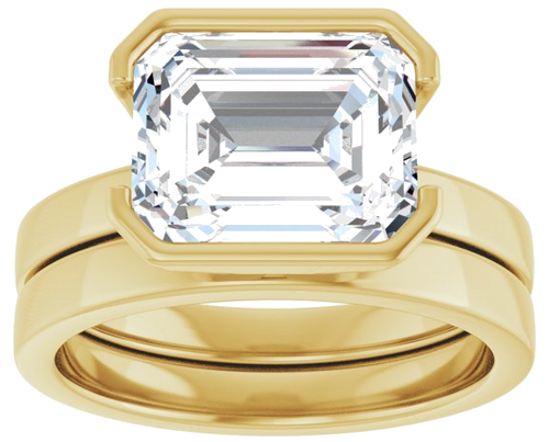 Sužadėtuvių Žiedas „Half-Bezel Solitaire“ 14k yellow gold Emerald 10mm x 8mm (8)