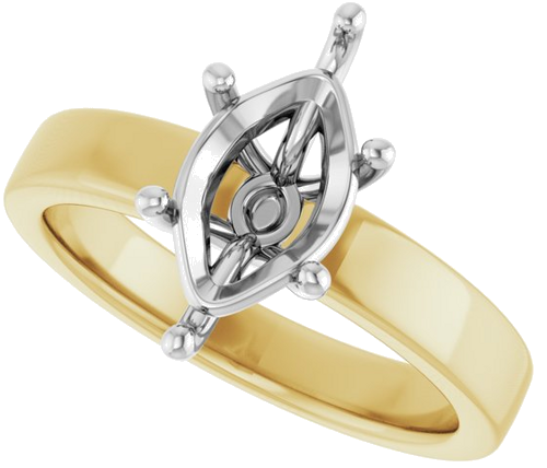 Sužadėtuvių Žiedas „Solitaire“ 14k yellow/white gold Marquise 12mm x 6mm (5)
