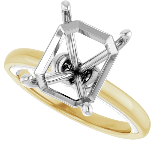 Sužadėtuvių Žiedas „Solitaire“ 14k yellow/white gold Emerald 11mm x 9mm (5)