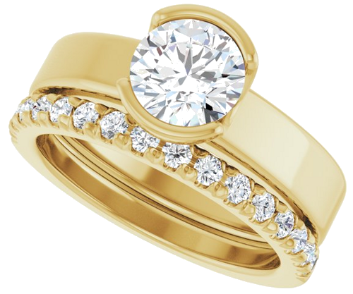 Sužadėtuvių Žiedas „Half-Bezel Solitaire“ 14k yellow gold Round 6.5mm (10)