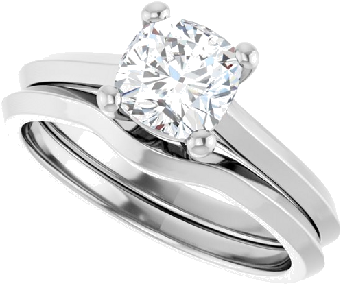 Sužadėtuvių Žiedas „Solitaire“ 585 Baltojo Aukso Cushion 6mm (10)