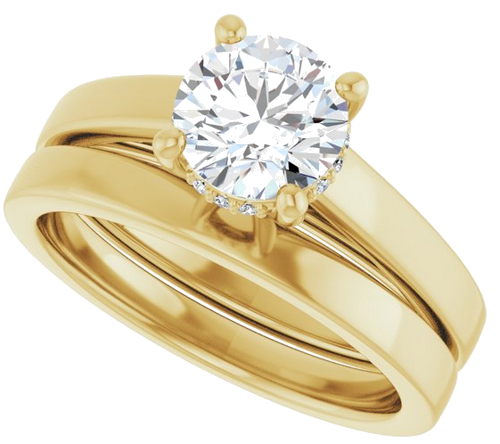 Sužadėtuvių Žiedas „Hidden Halo-Style“ 14k yellow gold Round 6.5mm (10)