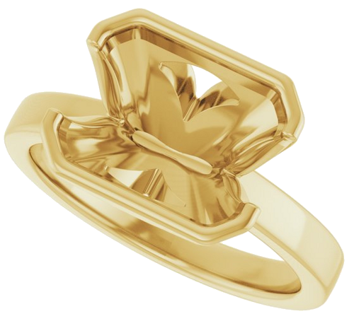Sužadėtuvių Žiedas „Half-Bezel Solitaire“ 14k yellow gold Emerald 10mm x 8mm (5)