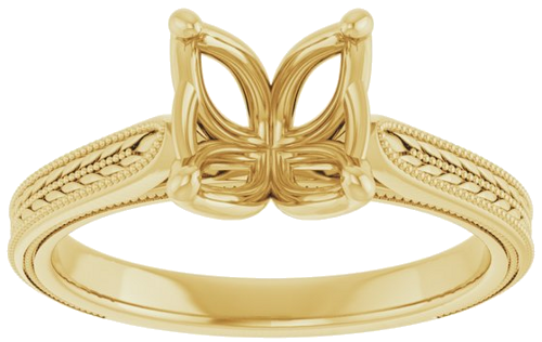 14K Yellow  8 mm Round Solitaire Engagement Ring Mounting (3)